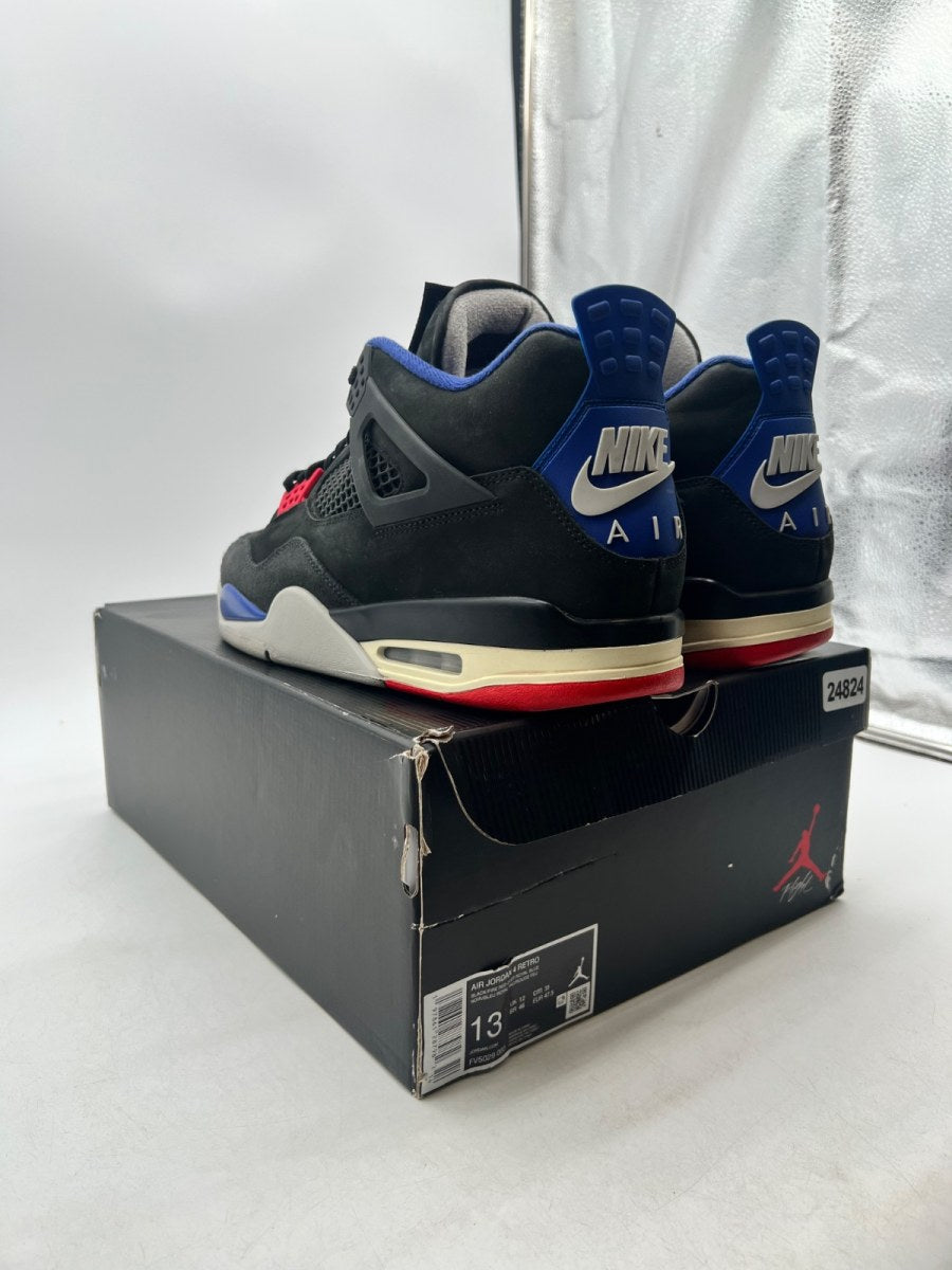 Jordan 4 Retro Rare Air (White Lettering) 13 (Lightly Worn Pre-Owned)JordanBlack/Fire Red/Deep Royal Blue/Dark Smoke Grey/Tech Grey - Image 6