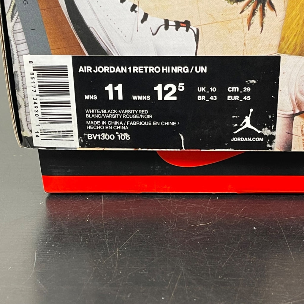 Jordan 1 Retro High Union Los Angeles Black Toe 11 (Moderately Worn Pre-Owned)JordanWhite/Black-Varsity Red-Wolf Grey - Image 7
