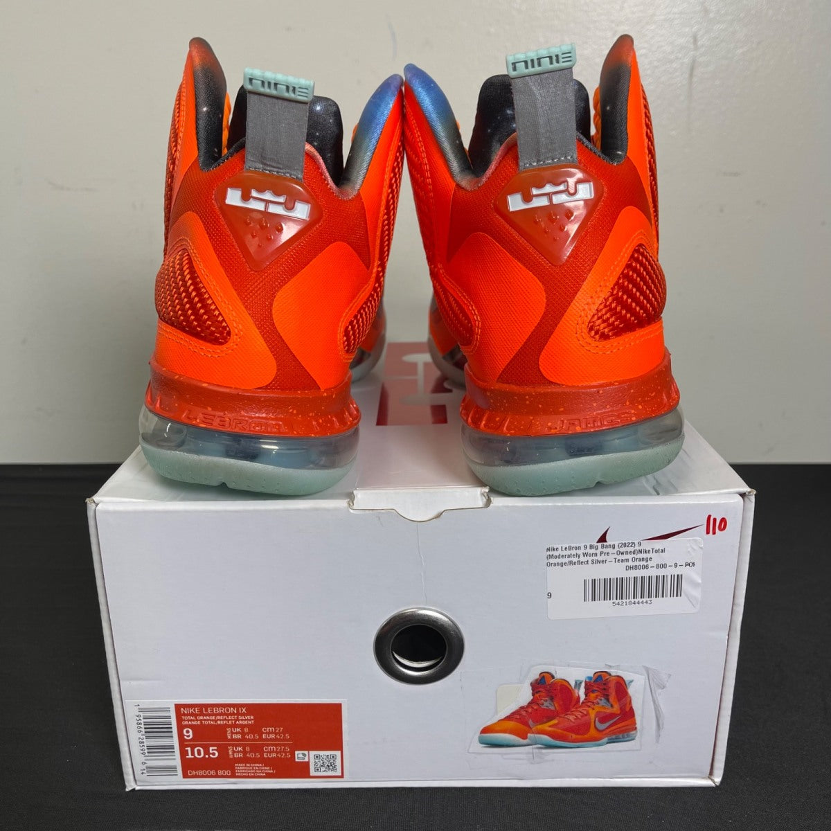 Nike LeBron 9 Big Bang (2022) 9 (Moderately Worn Pre-Owned)NikeTotal Orange/Reflect Silver-Team Orange - Image 4