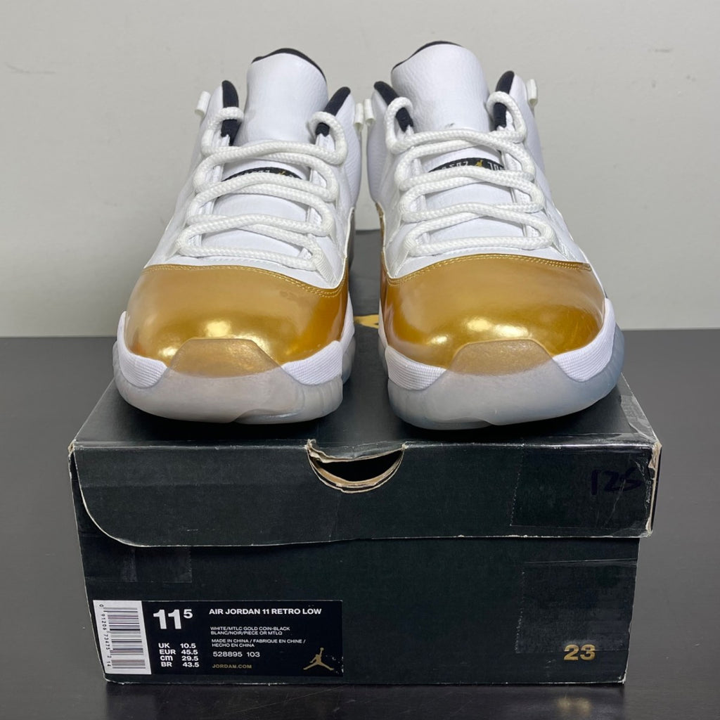 Jordan 11 Retro Low Closing Ceremony 11.5 (Moderately Worn Pre-Owned)JordanWhite/Metallic Gold Coin-Black - Image 2