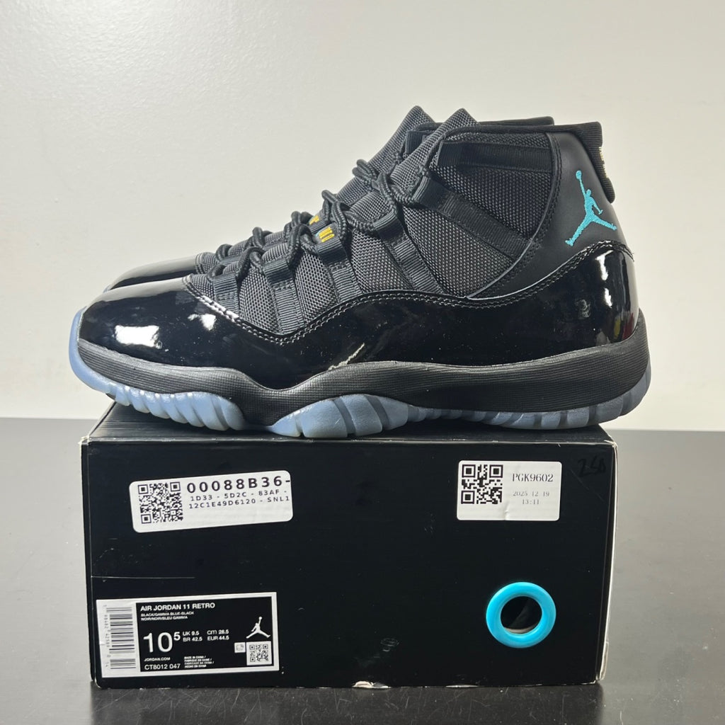 Jordan 11 Retro Gamma Blue (2025) 10.5 (Lightly Worn Pre-Owned)JordanBlack/Gamma Blue/Varsity Maize - Image 3