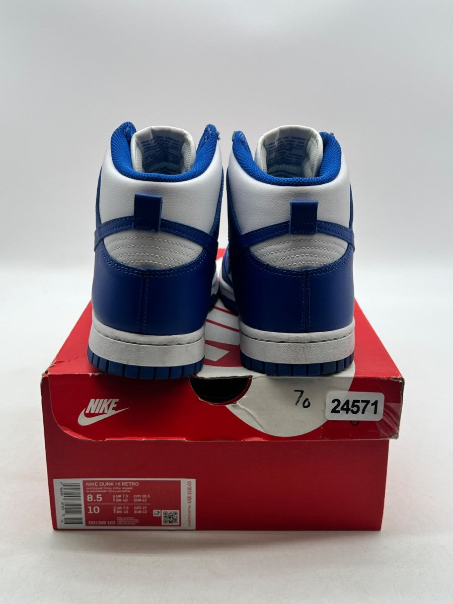Nike Dunk High Game Royal 8.5 (Lightly Worn Pre-Owned)NikeWhite/Game Royal-Total Orange - Image 3