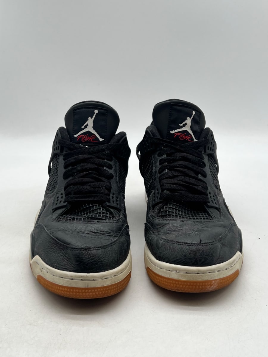 Jordan 4 Retro Laser Black Gum 13 (Heavily Worn Pre-Owned)JordanBlack/White-Gum Light Brown-University Red - Image 2
