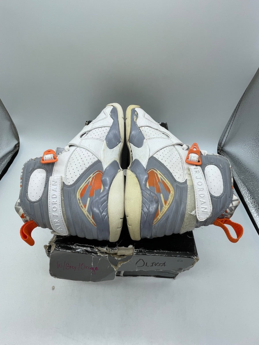 Jordan 8 Retro Orange White (GS) 7Y (Moderately Worn Pre-Owned)JordanWhite/Stealth/Orange Blaze/Silver - Image 6