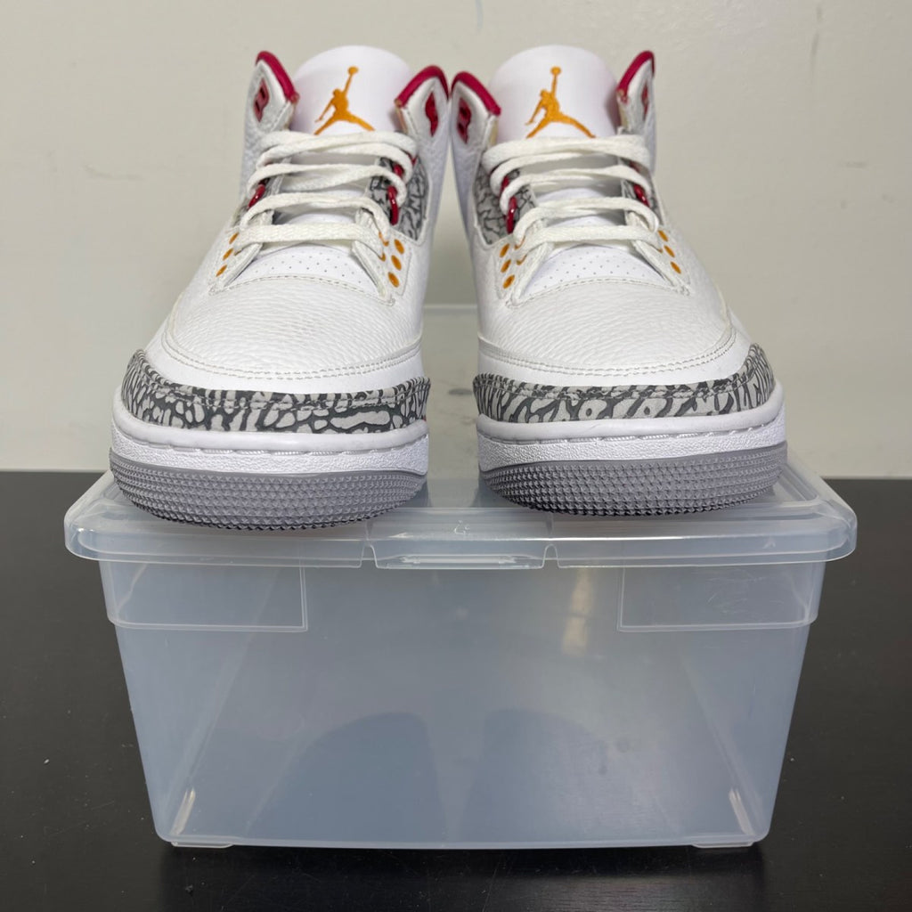 Jordan 3 Retro Cardinal Red 11 (New Pre-Owned)JordanWhite/Light Curry-Cardinal Red-Cement Grey - Image 2