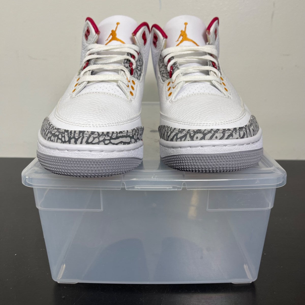 Jordan 3 Retro Cardinal Red 11 (New Pre-Owned)JordanWhite/Light Curry-Cardinal Red-Cement Grey - Image 2