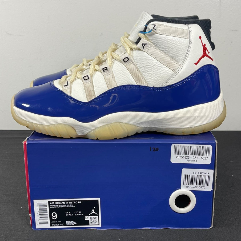 Jordan 11 Retro Rare Air 9 (Moderately Worn Pre-Owned)JordanDeep Royal Blue/Fire Red/Sail/Black/Muslin - Image 3