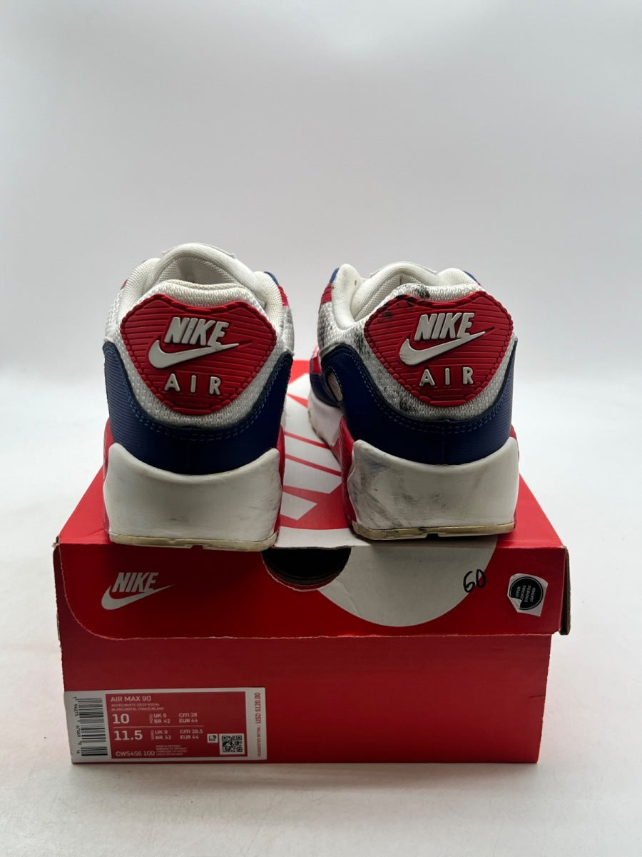 Nike Air Max 90 USA (2020) 10 (Moderately Worn Pre-Owned)NikeWhite/Red-Royal - Image 3