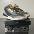 Jordan 3 Retro Black Cement Gold (Women's) 12W (Lightly Worn Pre-Owned)JordanBlack/Fire Red/Metallic Gold/Cement Grey - Image 1