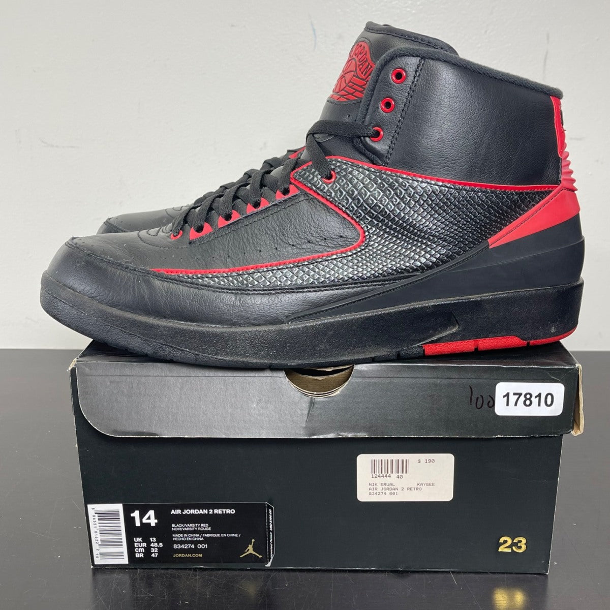 Jordan 2 Retro Alternate 87 14 (Moderately Worn Pre-Owned)JordanBlack/Gym Red-Black - Image 3