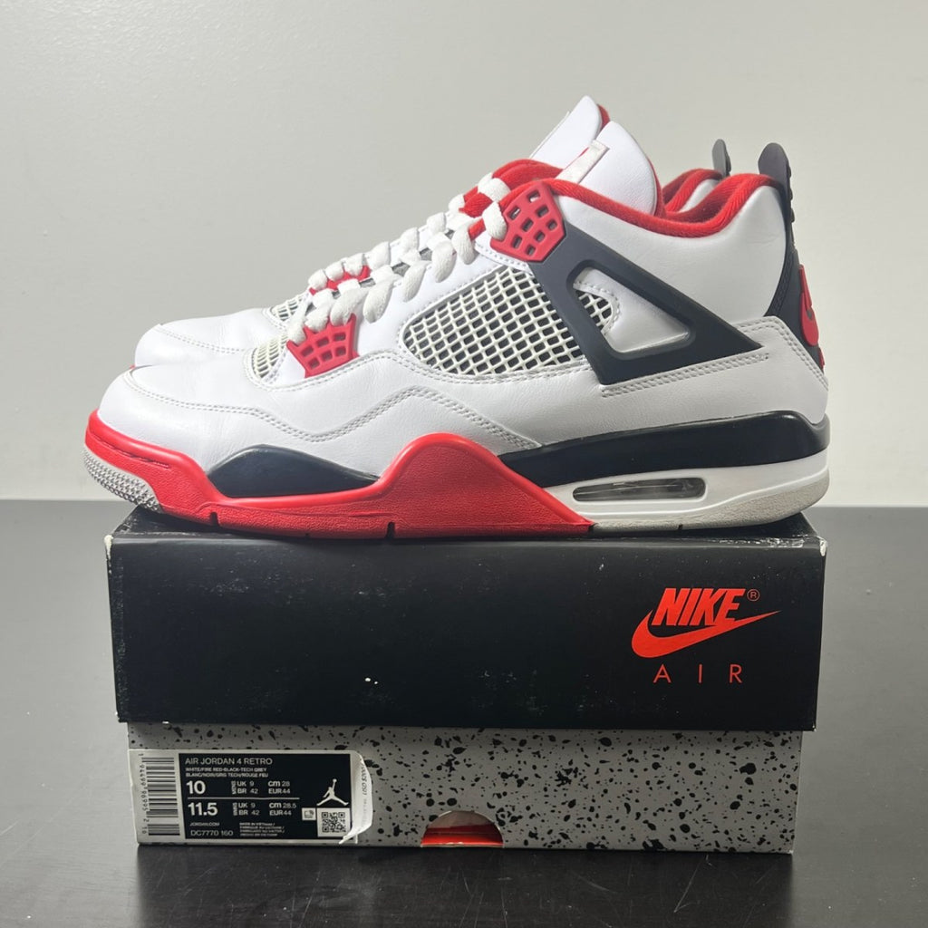 Jordan 4 Retro Fire Red (2020) 10 (Lightly Worn Pre-Owned)JordanWhite/Black-Tech Grey-Fire Red - Image 3