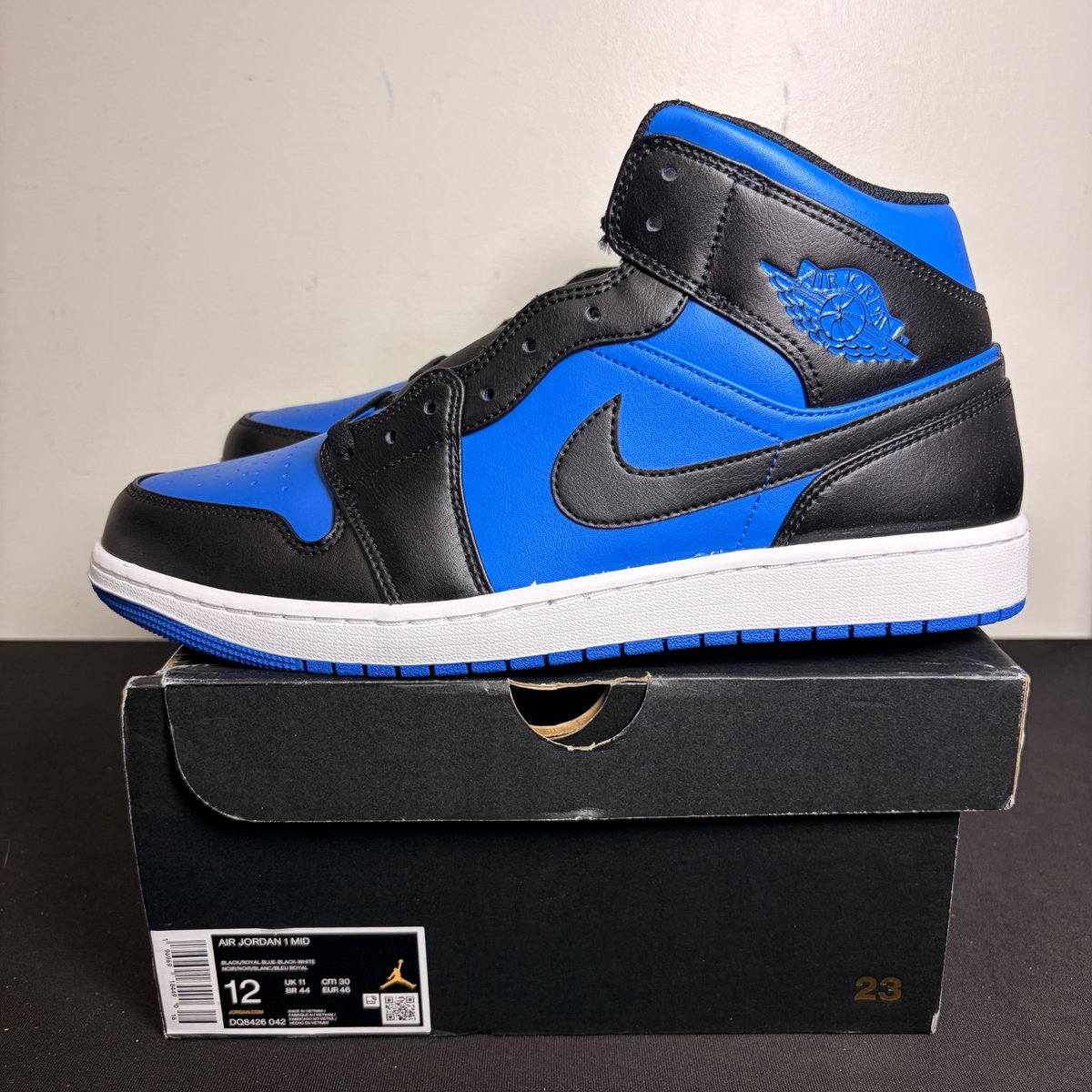 Jordan 1 Mid Black Royal Blue (Size 12) - Image 3