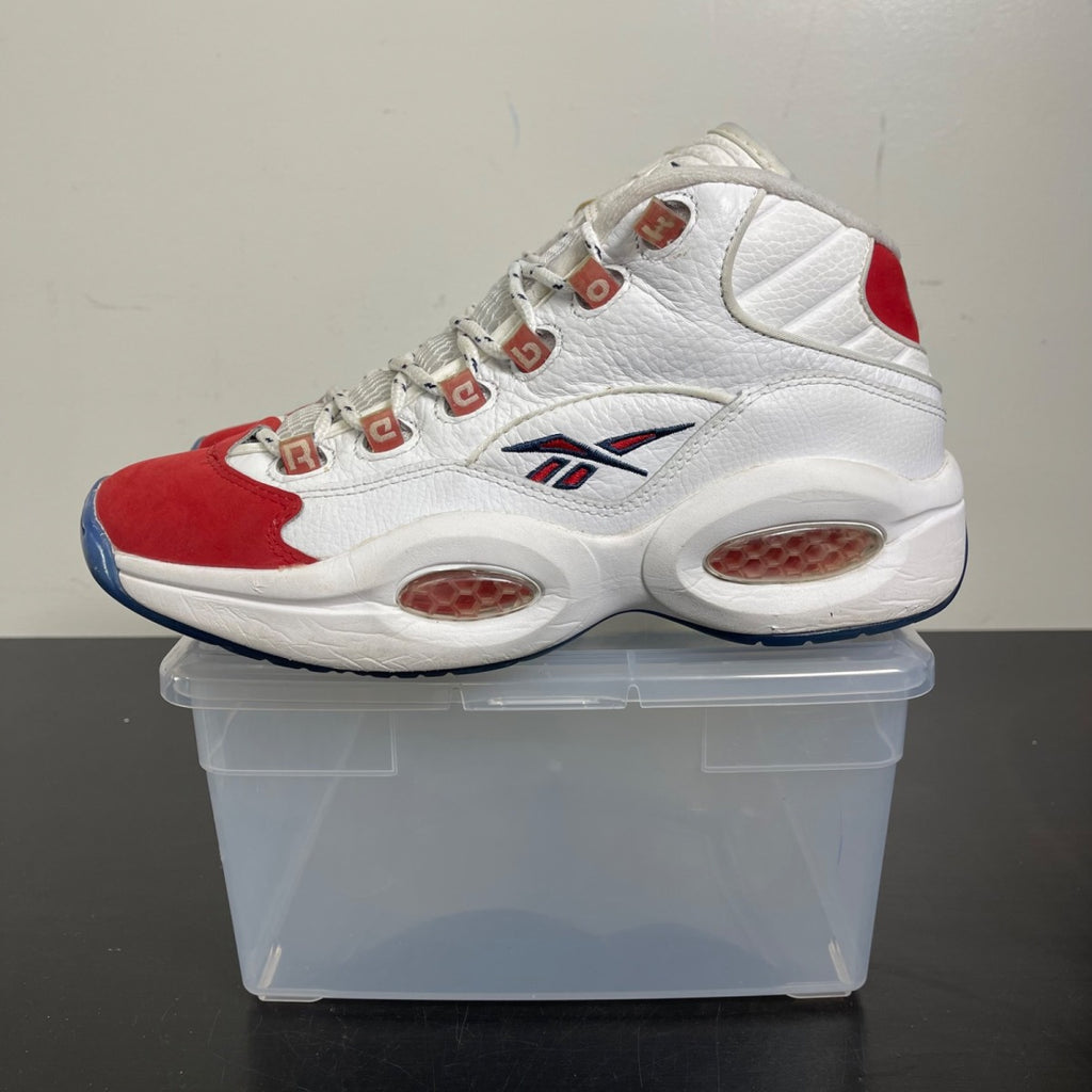 Reebok Question Mid Red Toe 25th Anniversary 9 (Moderately Worn Pre-Owned)ReebokWhite/White-Red - Image 3