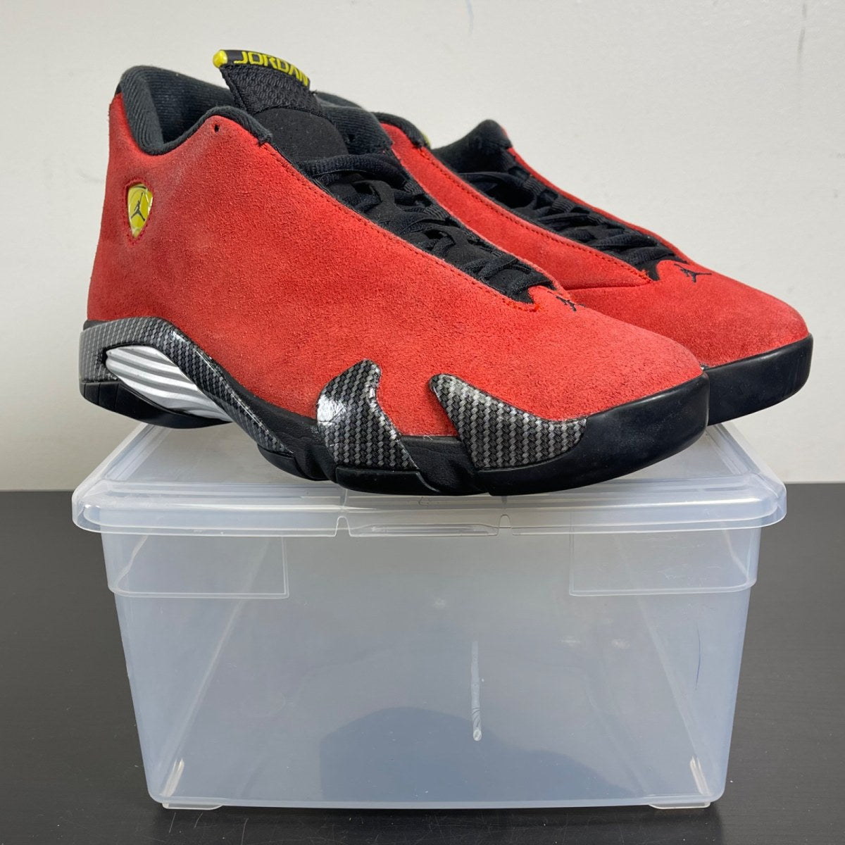 Jordan 14 Retro Ferrari (2025) 8 (Moderately Worn Pre-Owned)JordanChallenge Red/Black-Vibrant Yellow-Anthracite - Image 1
