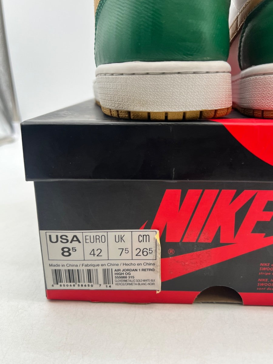 Jordan 1 OG Celtics 8.5 (Lightly Worn Pre-Owned)JordanClover/Metallic Gold/White/Black - Image 3