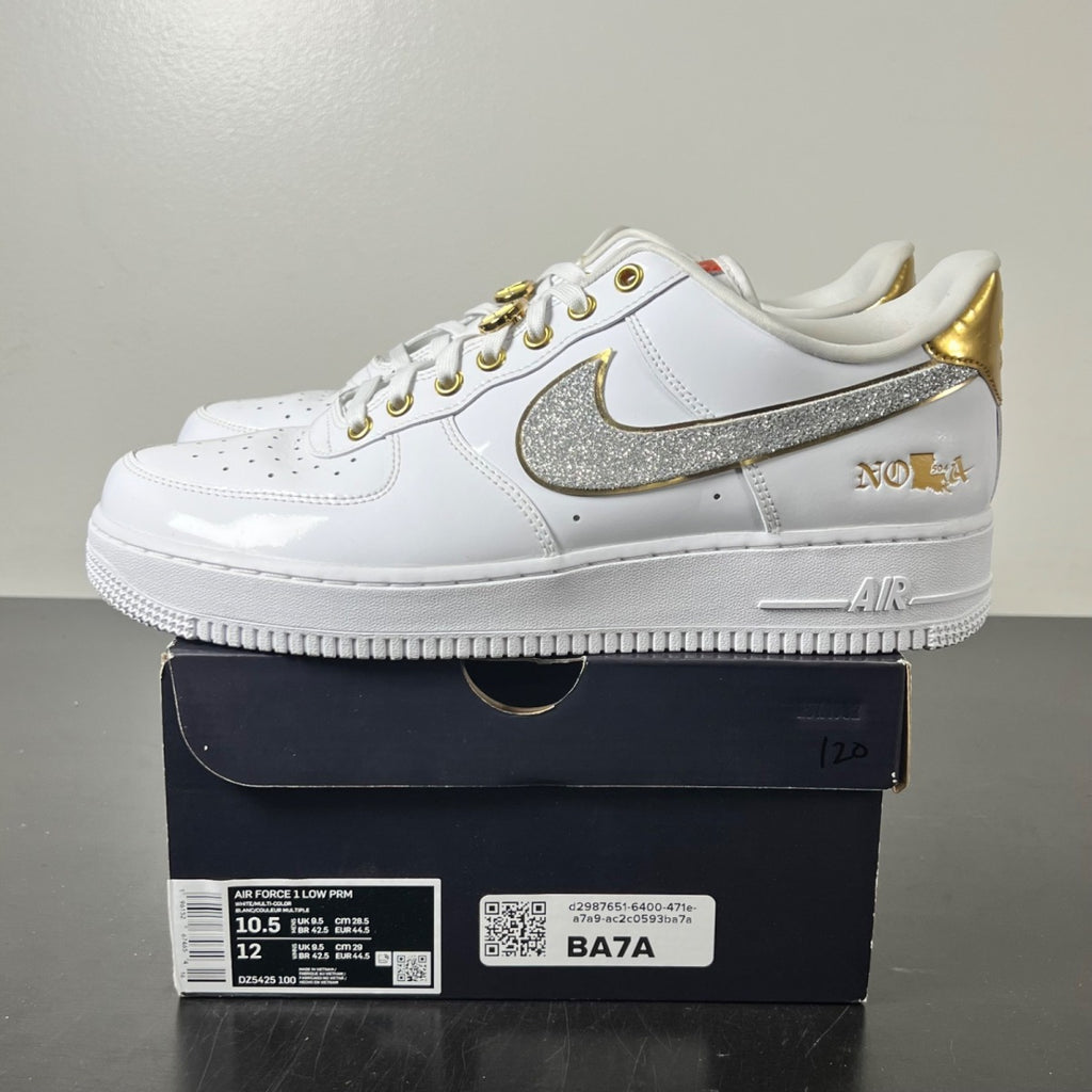 Nike Air Force 1 Low NOLA 10.5 (Lightly Worn Pre-Owned)NikeWhite/Multi-Color-Metallic Gold-University Red - Image 3