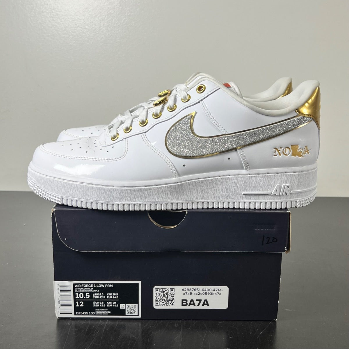 Nike Air Force 1 Low NOLA 10.5 (Lightly Worn Pre-Owned)NikeWhite/Multi-Color-Metallic Gold-University Red - Image 3