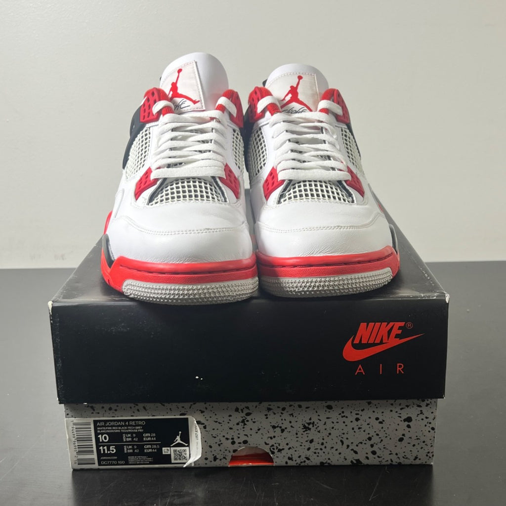 Jordan 4 Retro Fire Red (2020) 10 (Lightly Worn Pre-Owned)JordanWhite/Black-Tech Grey-Fire Red - Image 2