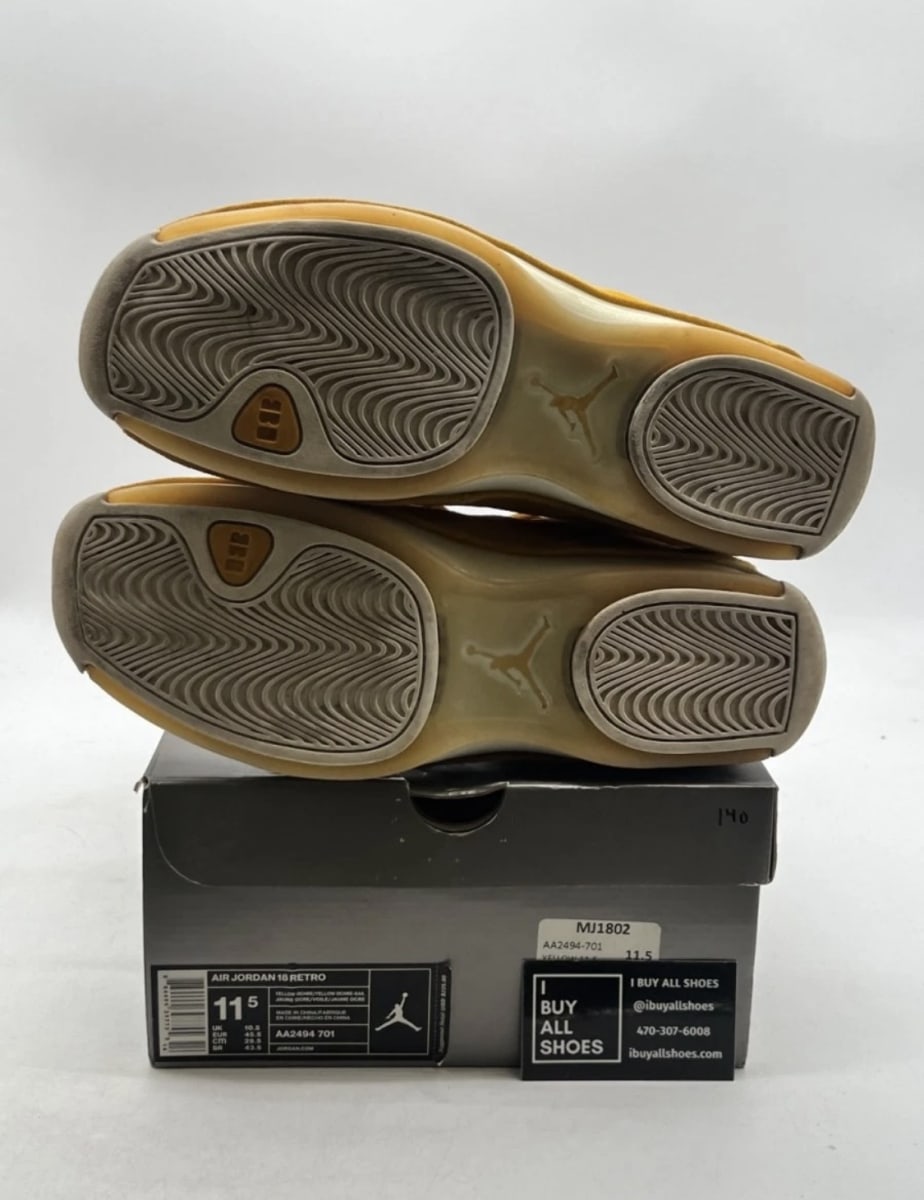 Jordan 18 Retro Yellow Ochre 11.5 (Lightly Worn Pre-Owned)JordanYellow Ochre/Yellow Ochre-Sail - Image 9