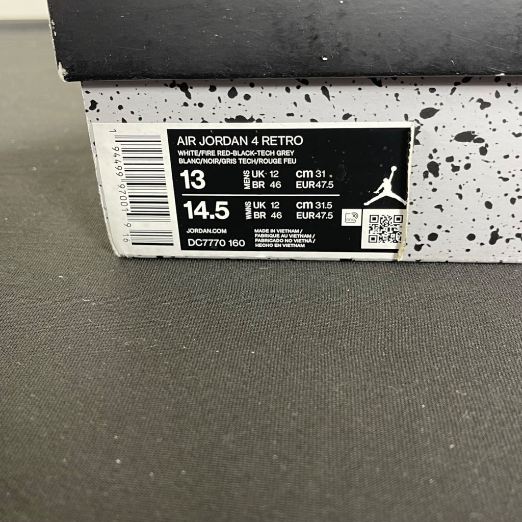 Jordan 4 Retro Fire Red (2020) 13 (Moderately Worn Pre-Owned)JordanWhite/Black-Tech Grey-Fire Red - Image 7