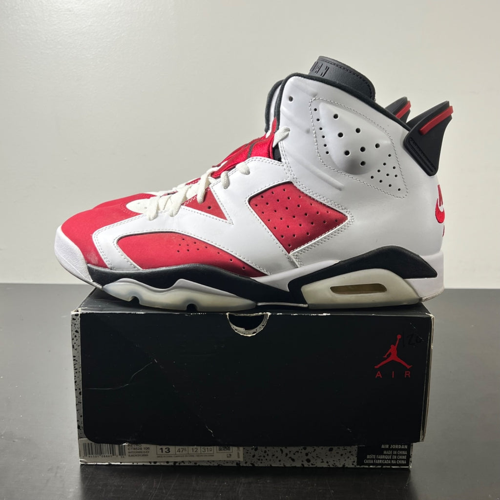 Jordan 6 Retro Carmine (2021) 13 (Moderately Worn Pre-Owned)JordanWhite/Black-Carmine - Image 3