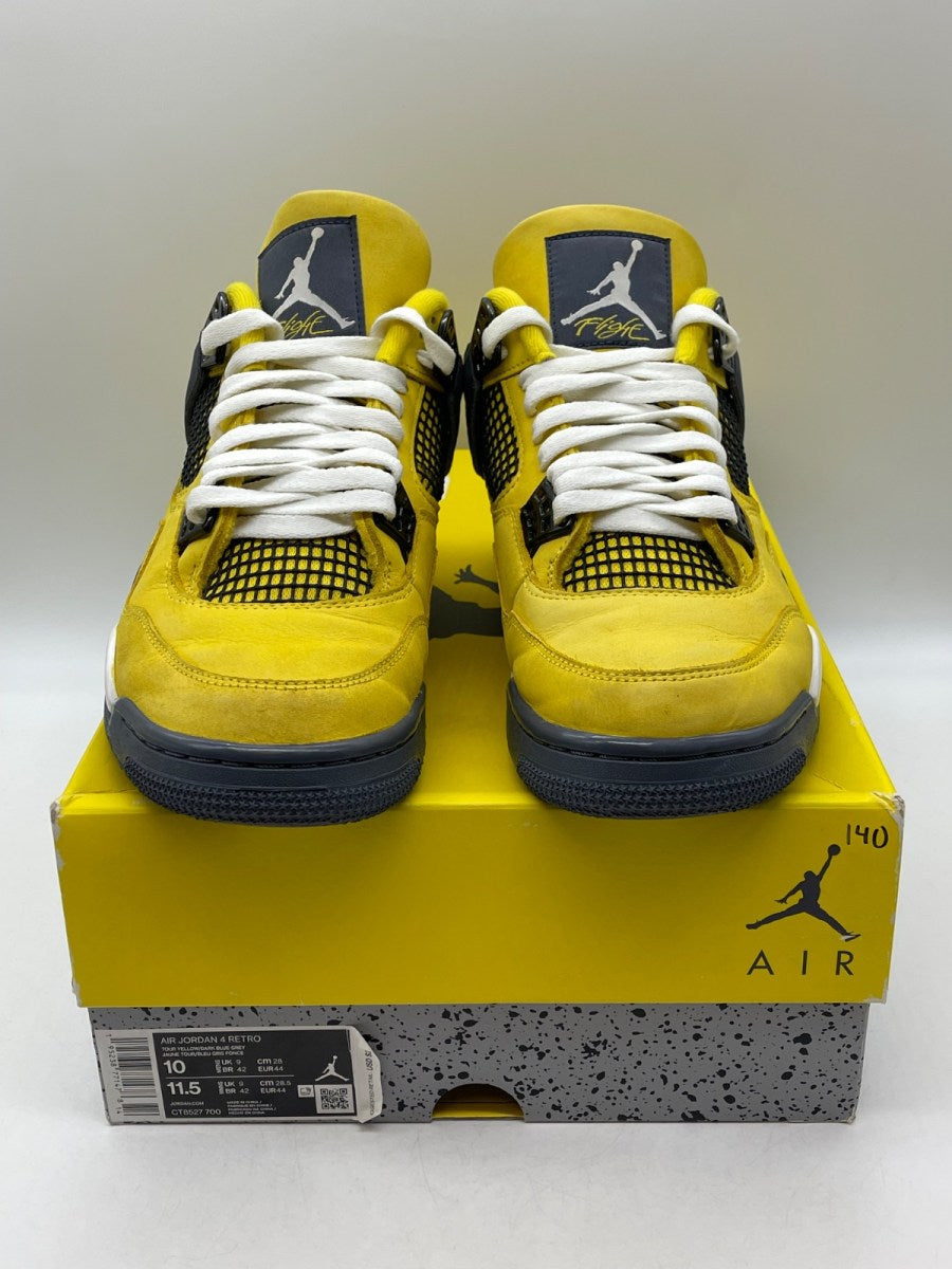 Jordan 4 Retro Lightning (2021) 10 (Moderately Worn Pre-Owned)JordanTour Yellow/White-Dark Blue Grey - Image 2