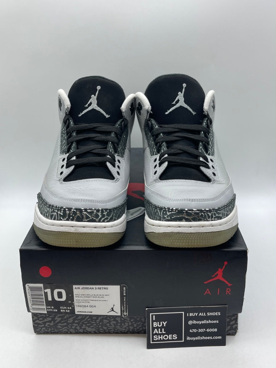 Jordan 3 Retro Wolf Grey 10 (Moderately Worn Pre-Owned) - Image 2