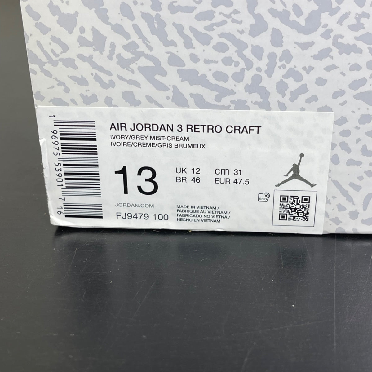 Jordan 3 Retro Craft Ivory 13 (Moderately Worn Pre-Owned)JordanIvory/Grey Mist/Cream - Image 7
