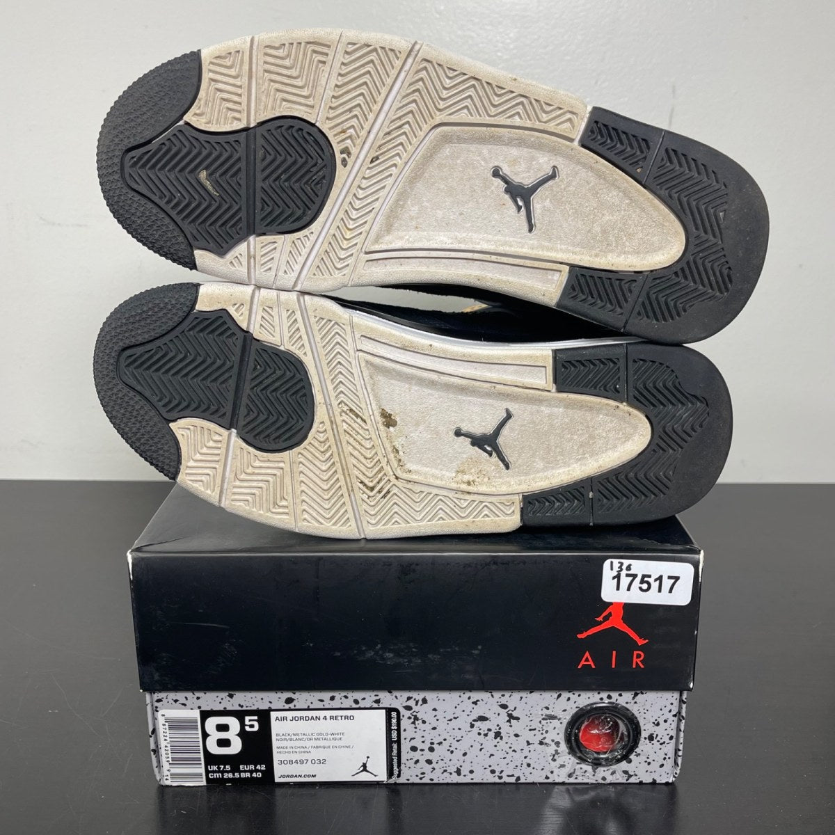 Jordan 4 Retro Royalty 8.5 (Moderately Worn Pre-Owned)JordanBlack/Metallic Gold-White - Image 5