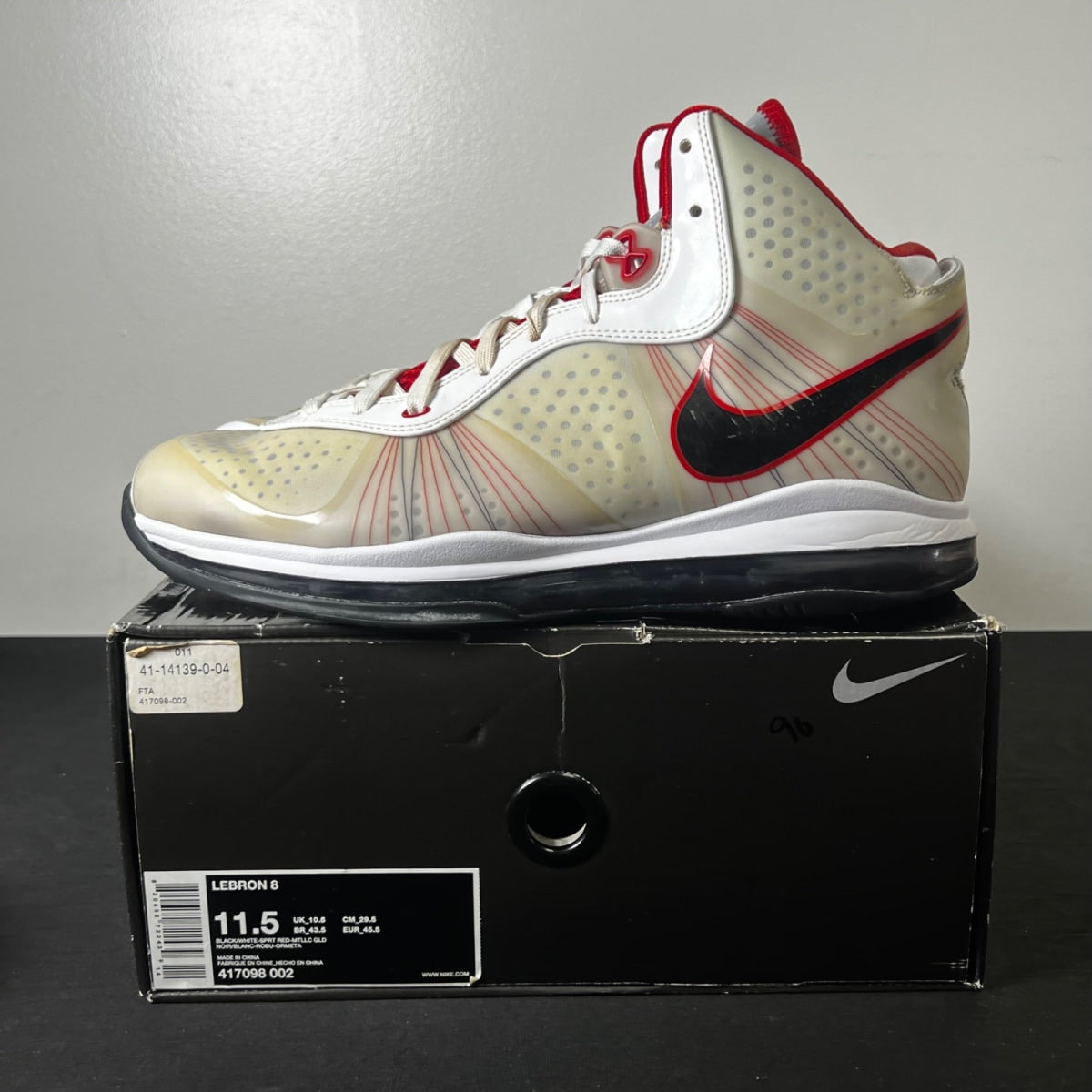 Nike LeBron 8 Black/White/Red 11.5 (Heavily Worn Pre-Owned)NikeBlack/White-Varsity Red - Image 3