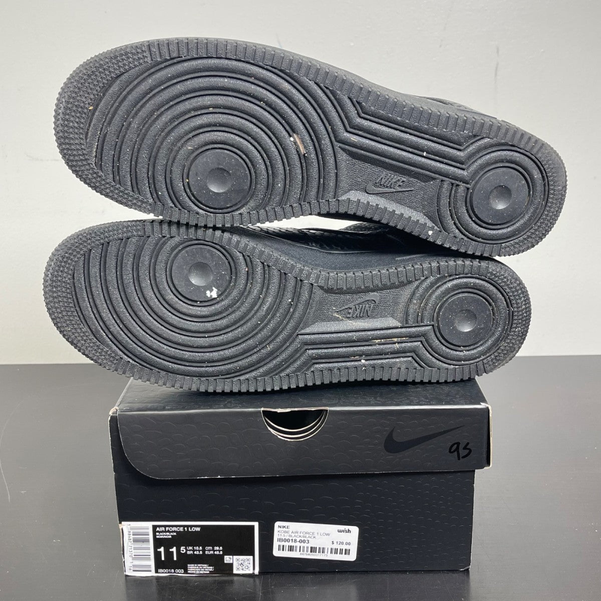 Nike Air Force 1 Low Kobe Bryant Forever Black 11.5 (Moderately Worn Pre-Owned)NikeBlack/Black - Image 5