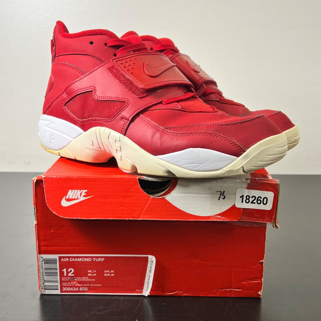 Nike Air Diamond Turf Deion Sanders 12 (Moderately Worn Pre-Owned)NikeGym Red/Gym Red-White - Image 1
