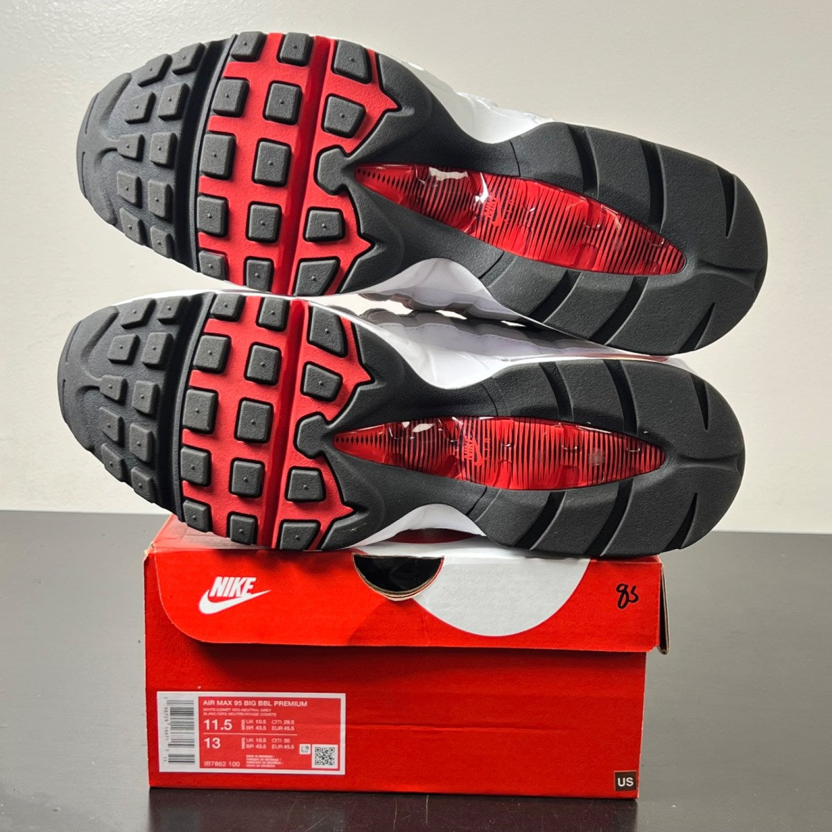 Nike Air Max 95 OG Big Bubble Comet Red 11.5 (Lightly Worn Pre-Owned)NikeWhite/Comet Red/Neutral Grey/Medium Grey/Black - Image 6