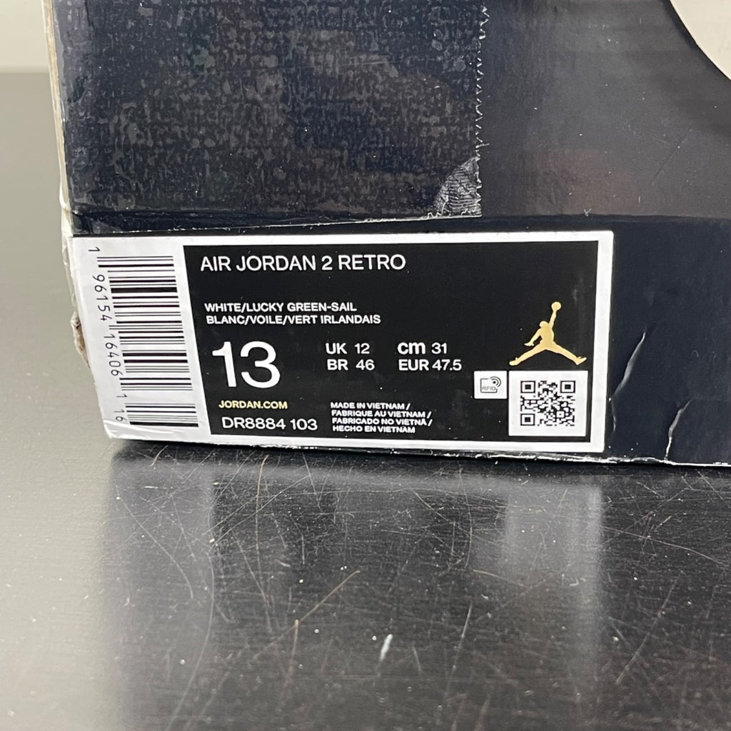 Jordan 2 Retro Lucky Green 13 (Moderately Worn Pre-Owned)JordanWhite/Lucky Green/Sail/Light Steel Grey - Image 7