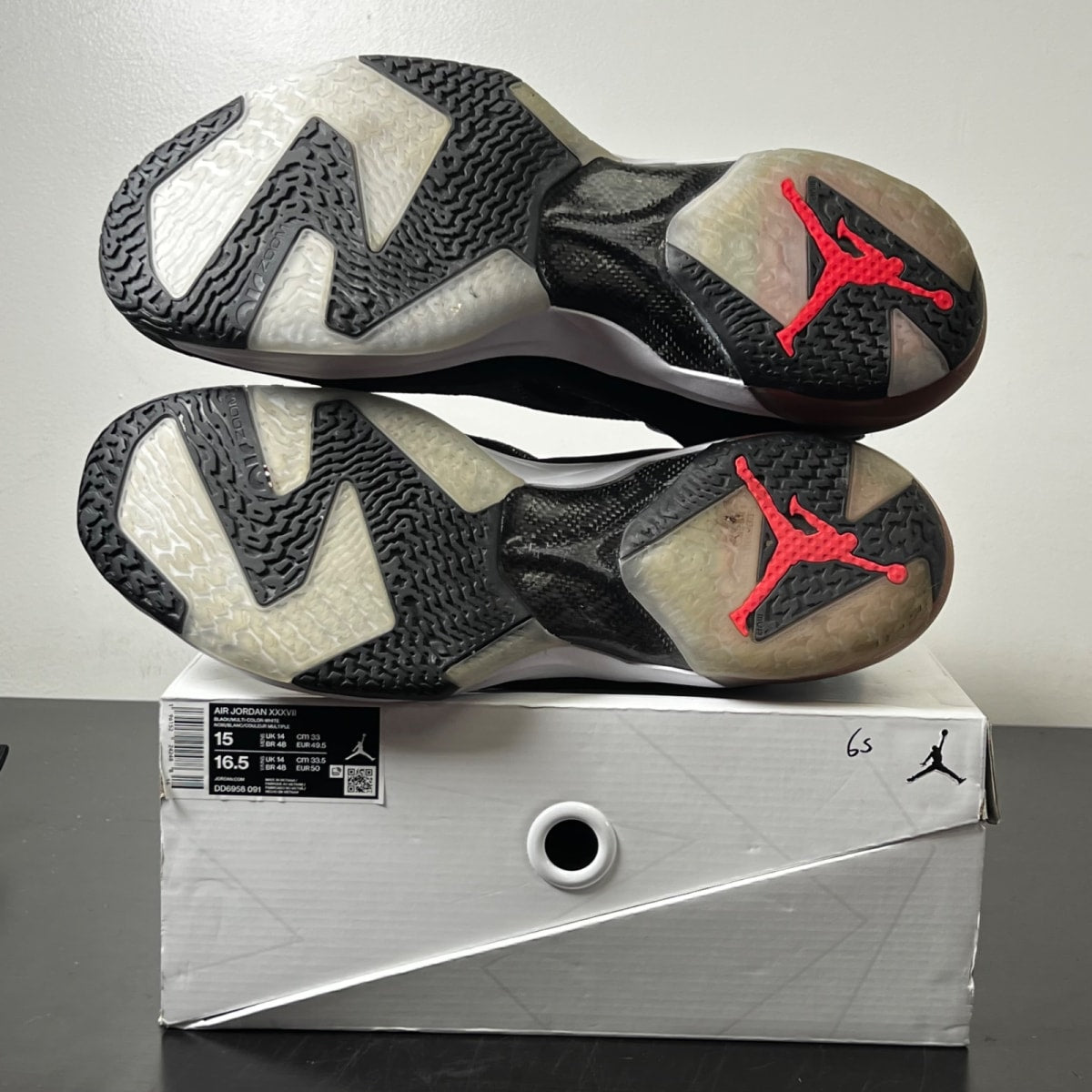 Jordan 37 Black Hot Punch 15 (Heavily Worn Pre-Owned)JordanBlack/White/Hot Punch/Multicolor - Image 6