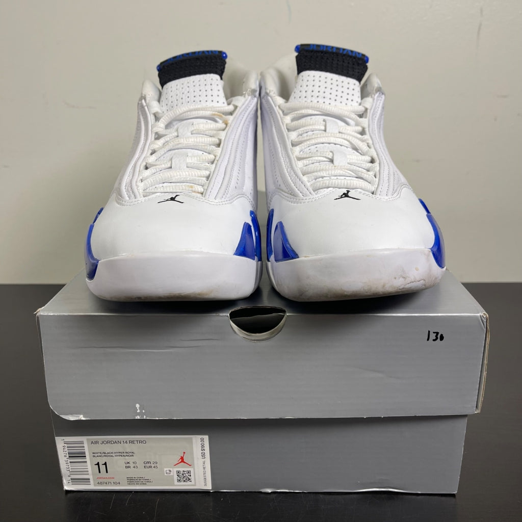 Jordan 14 Retro White Hyper Royal 11 (Moderately Worn Pre-Owned)JordanWhite/Black-Hyper Royal - Image 2