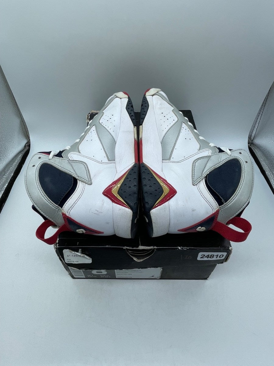 Jordan 7 Retro Olympic (2012) 8 (Moderately Worn Pre-Owned)JordanWhite/Metallic Gold-Obsidian-True Rd - Image 6