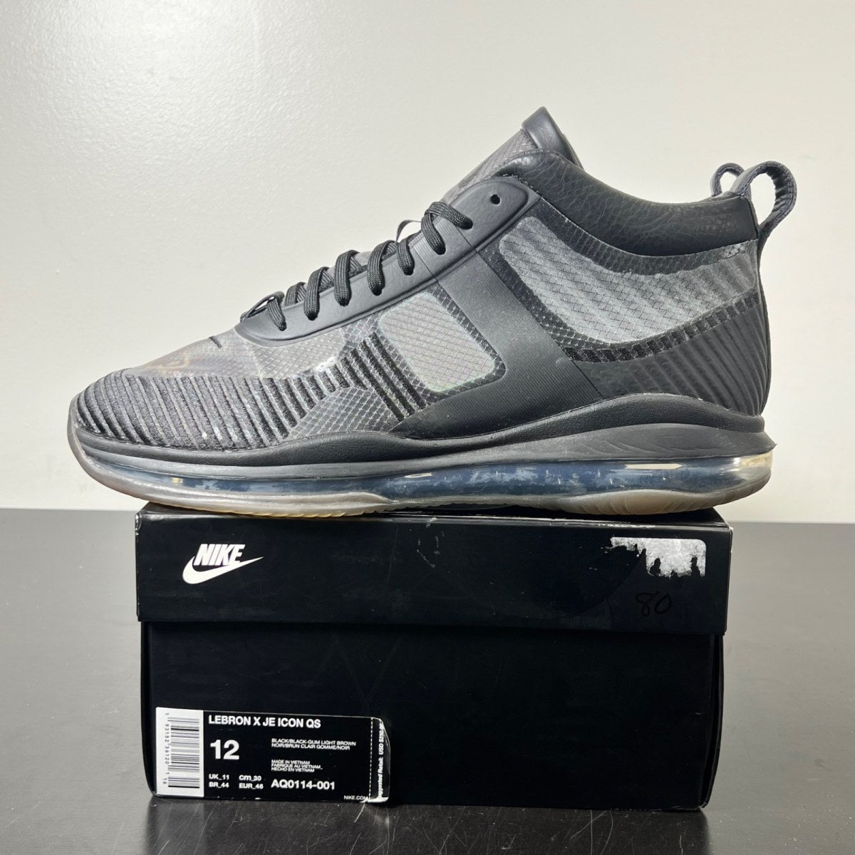 Nike LeBron Icon John Elliott Black 12 (Moderately Worn Pre-Owned)NikeBlack/Black-Gum Light Brown - Image 3