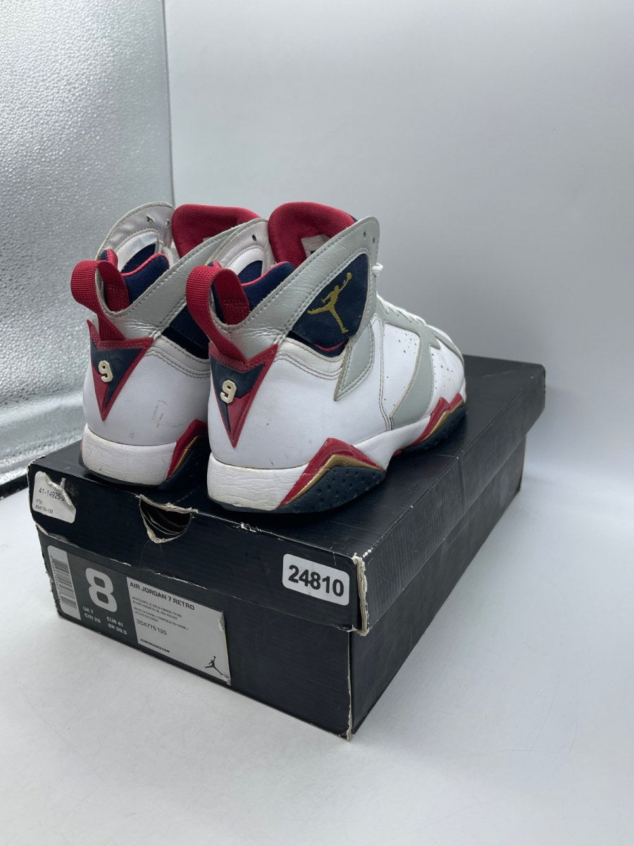 Jordan 7 Retro Olympic (2012) 8 (Moderately Worn Pre-Owned)JordanWhite/Metallic Gold-Obsidian-True Rd - Image 5