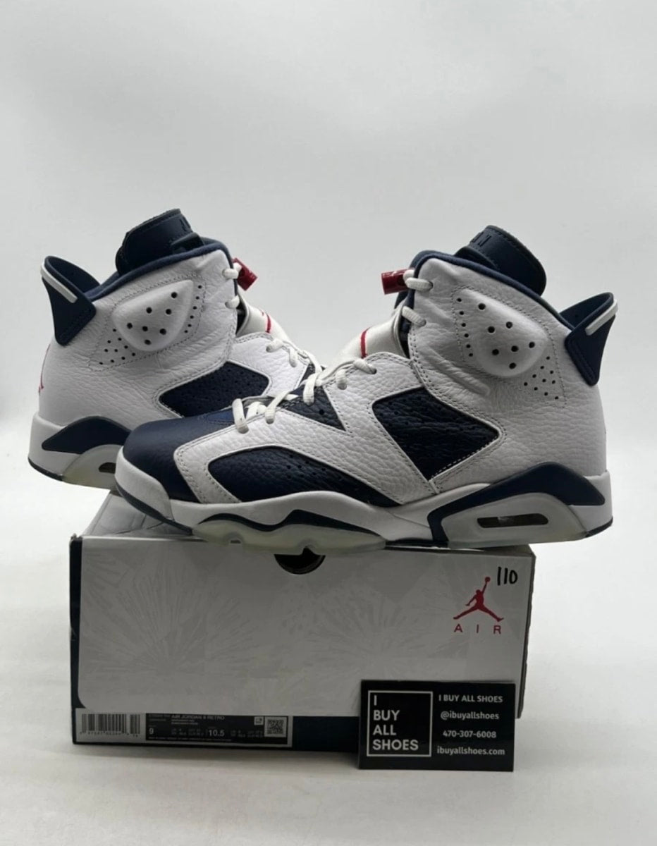 Jordan 6 Retro Olympic (2024) 9 (Lightly Worn Pre-Owned)JordanWhite/Varsity Red/Midnight Navy - Image 1