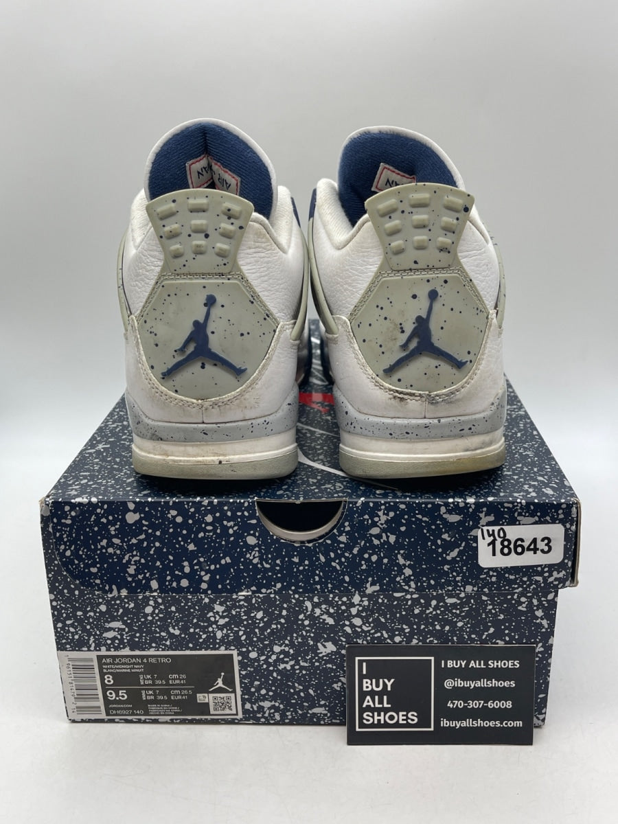 Jordan 4 Retro Midnight Navy 8 (Heavily Worn Pre-Owned) - Image 3