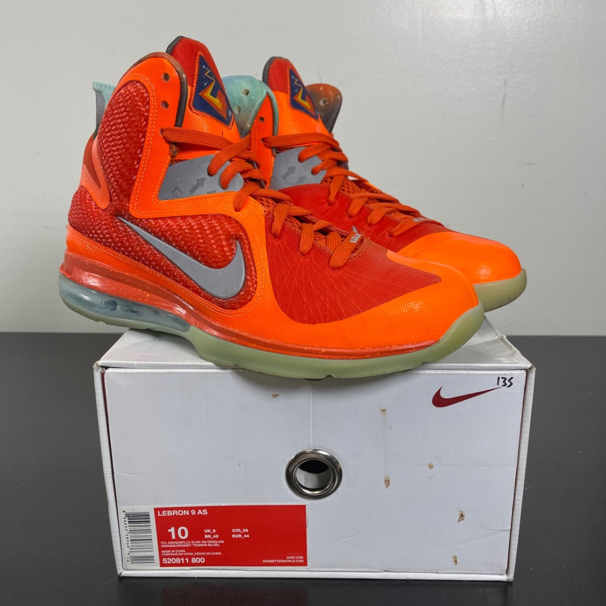 Nike LeBron 9 Big Bang AS (2012) 10 (Moderately Worn Pre-Owned)NikeTotal Orange/Metallic Silver-Team Orange-Mango - Image 1