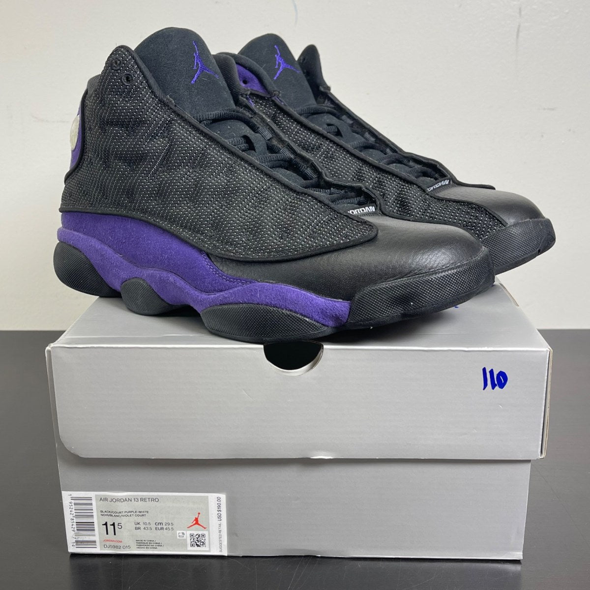 Jordan 13 Retro Court Purple 11.5 (Moderately Worn Pre-Owned)JordanBlack/Court Purple-White - Image 1