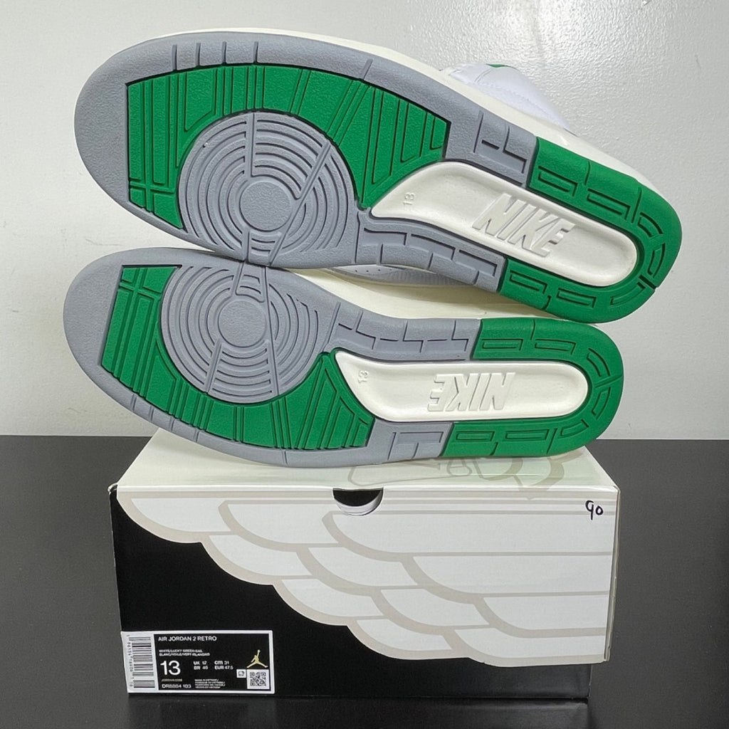 Jordan 2 Retro Lucky Green 13 (Moderately Worn Pre-Owned)JordanWhite/Lucky Green/Sail/Light Steel Grey - Image 5