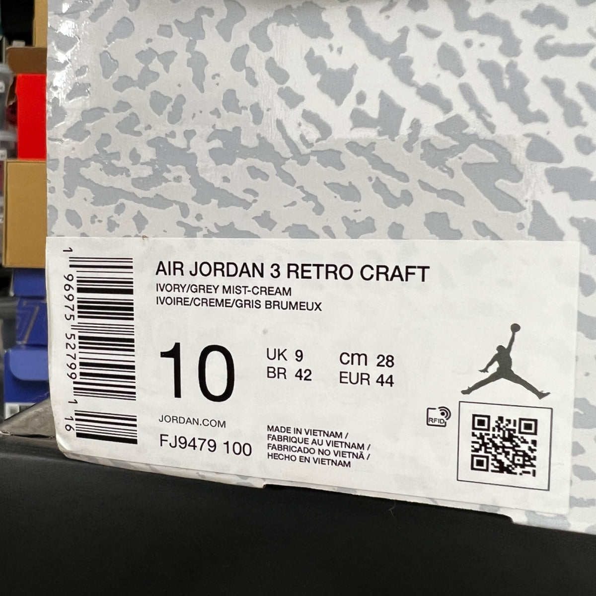 Jordan 3 Retro Craft Ivory 10 (Heavily Worn Pre-Owned)JordanIvory/Grey Mist/Cream - Image 7