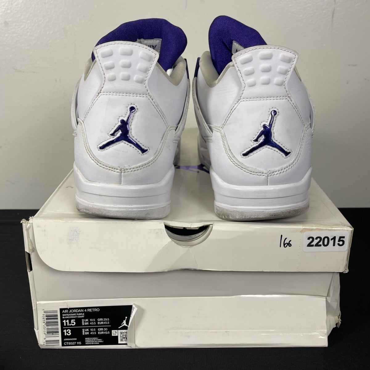 Jordan 4 Retro Metallic Purple 11.5 (Moderately Worn Pre-Owned)JordanWhite/Metallic Silver-Court Purple - Image 4
