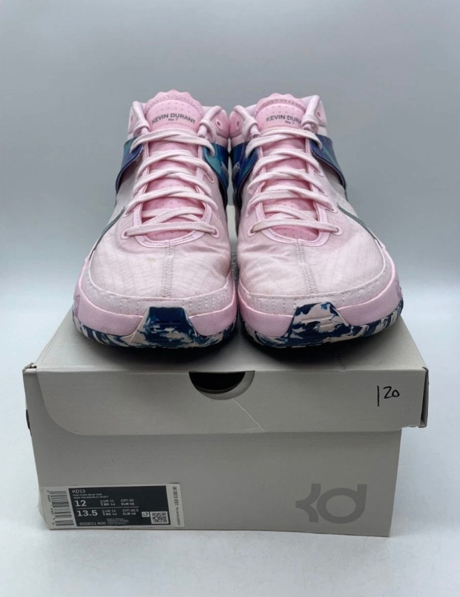 Nike KD 13 Aunt Pearl 12 (Lightly Worn Pre-Owned)NikePink Foam/Light Arctic Pink-Blue Void - Image 2