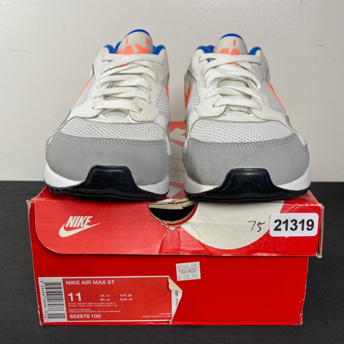 Nike Air Max ST 'White Grey Mango' 11 (Moderately Worn Pre-Owned)Nike - Image 2