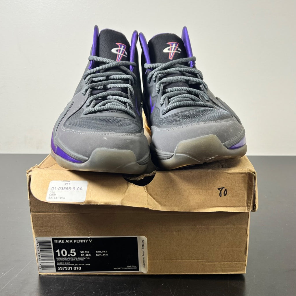 Nike Penny V Phoenix Suns 10.5 (Moderately Worn Pre-Owned)NikeDark Grey/Black-Rave Pink-Court Purple - Image 2