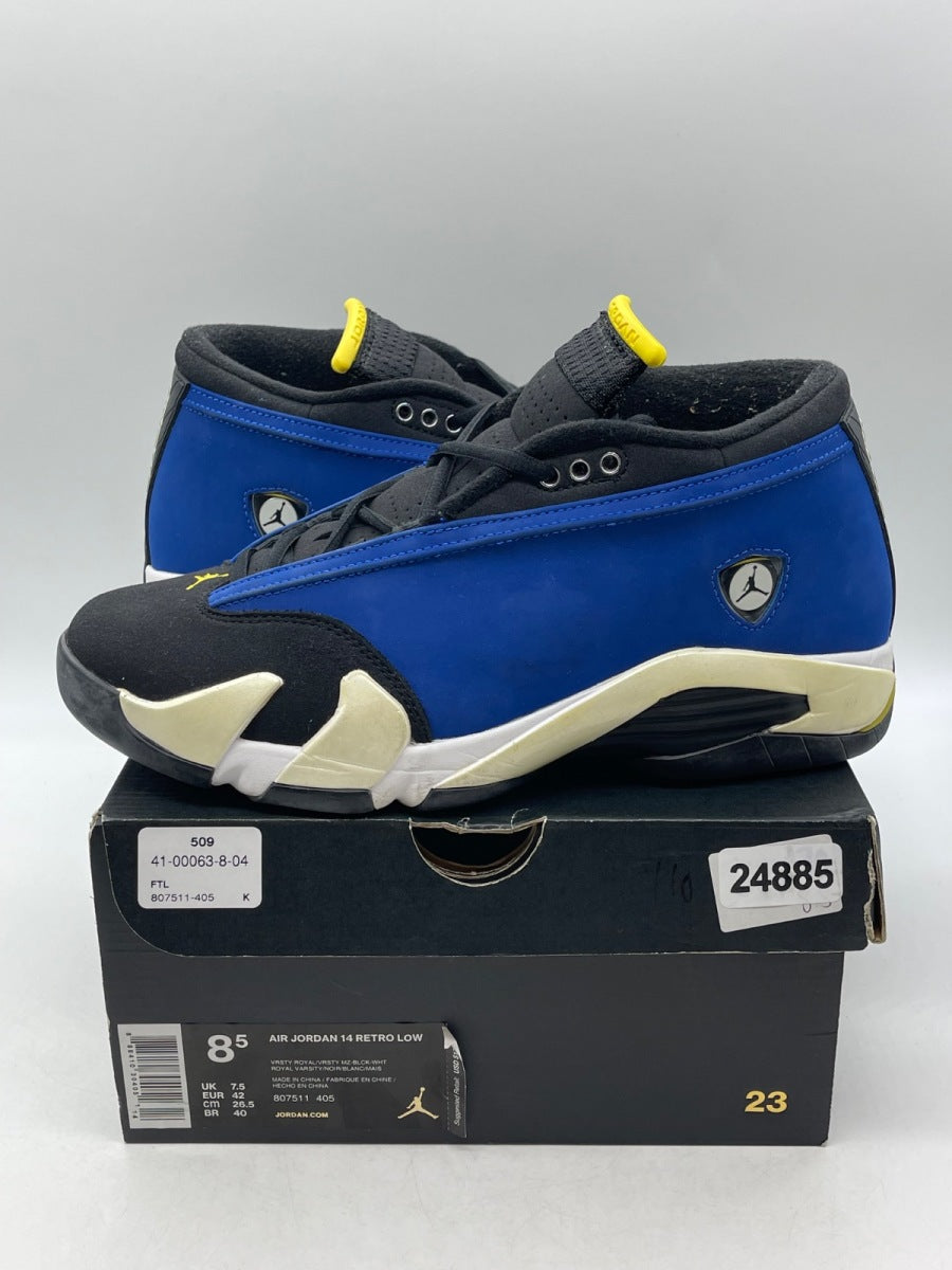 Jordan 14 Retro Low Laney (2015) 8.5 (Moderately Worn Pre-Owned)JordanVarsity Royal/Varsity Maize-Black-White - Image 1